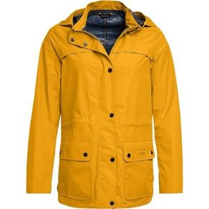 Barbour Yellow Rain/Outdoor Jacket Size 8 Button Front, Hooded, Flannel Lined